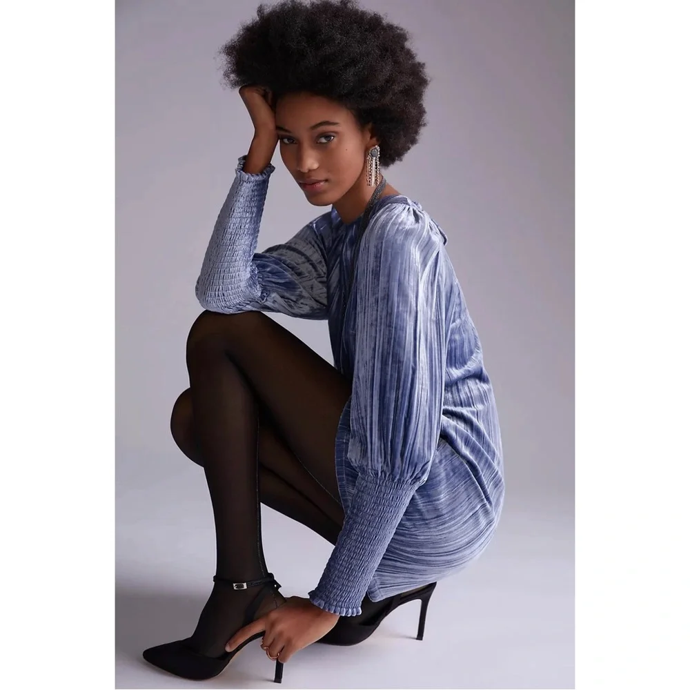 Anthropologie Velvet Slate Shift Mini Dress NWT Size 10 (Medium) - Picture 2 of 15